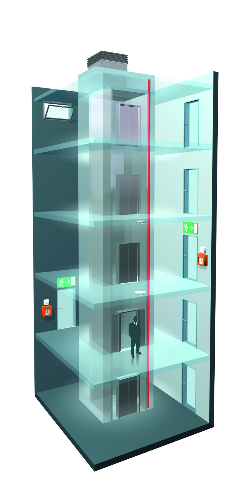 Elevator shaft mit SHEV-FLAP
